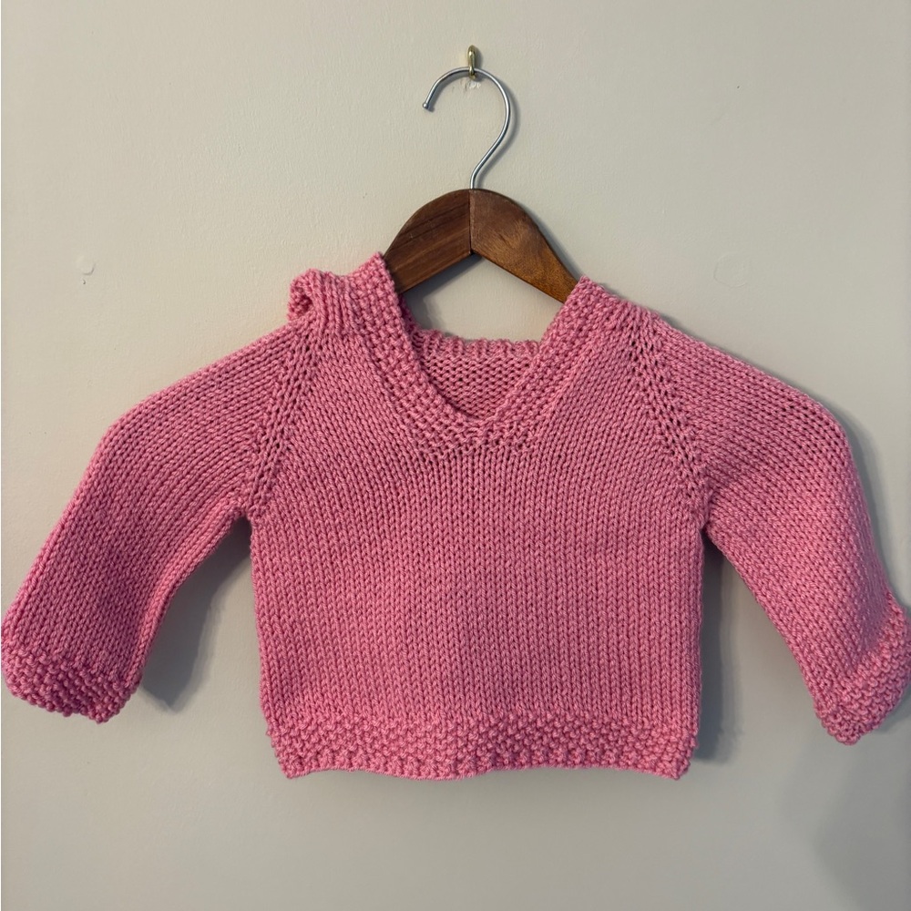 New Hand Knit Pink Baby Hoodie